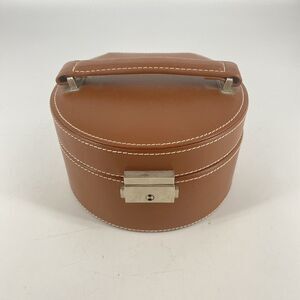 Fossil Genuine Leather Travel Jewelry Box Organizer w Mirror Lock & Keys